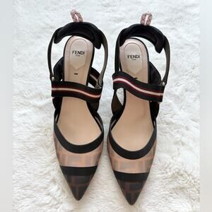 Fendi Colibri Mesh Slingback Pumps size 40 EU Authentic Retail 995$